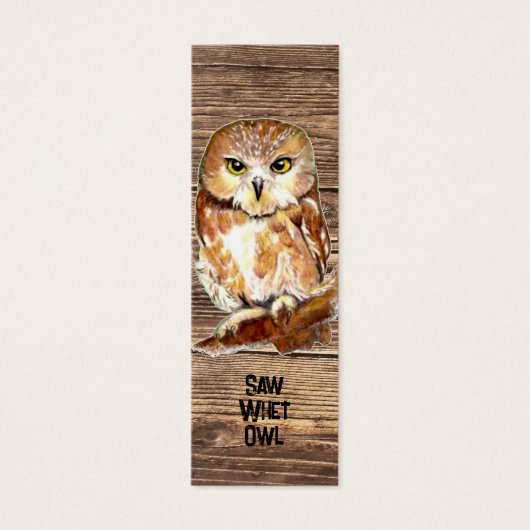 Waterverf American Owl Bird Bladwijzer Mini Visitekaartjes (Voorkant)