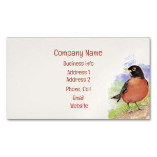 Waterverf American Robin Garden Bird art Magnetisch Visitekaartje