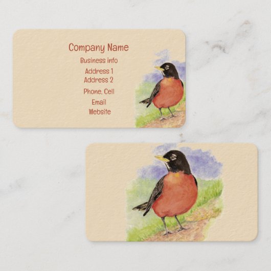 Waterverf American Robin Garden Bird art Visitekaartje (Voorkant / Achterkant)