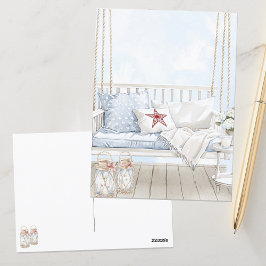 Waterverf Americana Patriotic Summer Porch Briefkaart