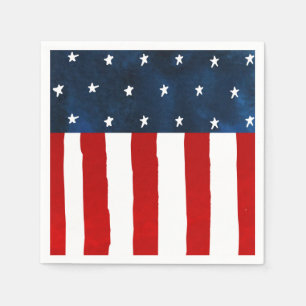 Waterverf Americana Stijl Rood Wit Blauw USA Flag Servet