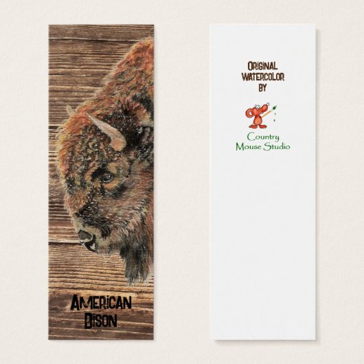 Waterverf Amerikaans bizon buffel dierlijk Bladwij Mini Visitekaartjes (Voorkant /achterkant)