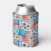 Waterverf Amerikaans vlaggenpatroon Blikjeskoeler (Blikje Voorkant)