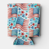 Waterverf Amerikaans vlaggenpatroon Blikjeskoeler (Voorkant)