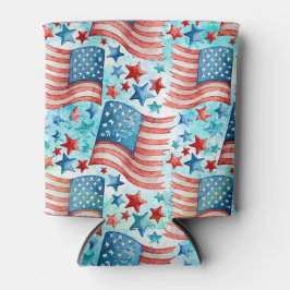 Waterverf Amerikaans vlaggenpatroon Blikjeskoeler