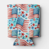 Waterverf Amerikaans vlaggenpatroon Blikjeskoeler (Achterkant)