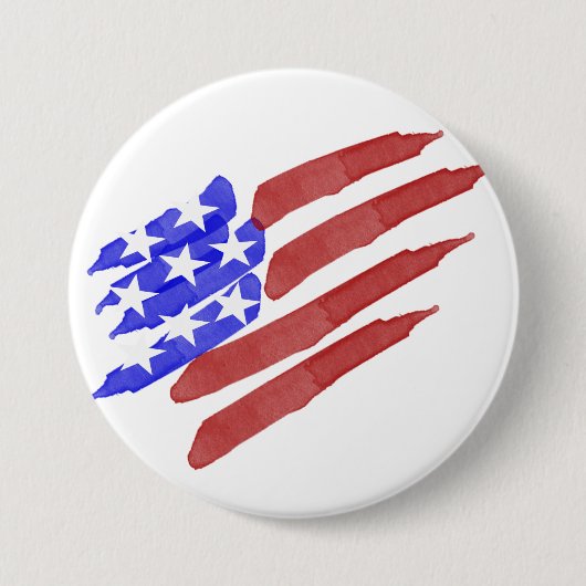 Waterverf-Amerikaanse Button met vlagpatriottische (Voorkant)