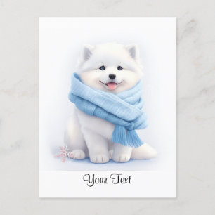 Waterverf Amerikaanse Eskimo Puppy Dog Gepersonali Briefkaart