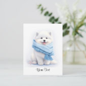 Waterverf Amerikaanse Eskimo Puppy Dog Gepersonali Briefkaart (Staand voorkant)
