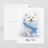 Waterverf Amerikaanse Eskimo Puppy Dog Gepersonali Briefkaart (Voorkant / Achterkant)