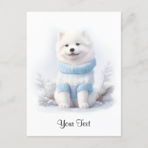 Waterverf Amerikaanse Eskimo Puppy Dog Gepersonali Briefkaart