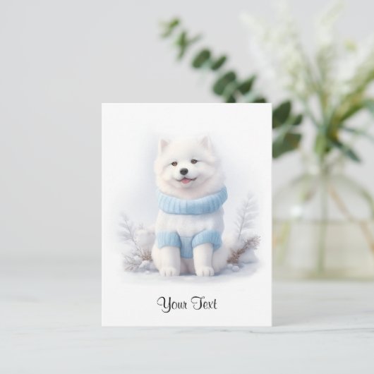 Waterverf Amerikaanse Eskimo Puppy Dog Gepersonali Briefkaart (Staand voorkant)