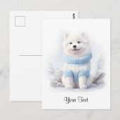Waterverf Amerikaanse Eskimo Puppy Dog Gepersonali Briefkaart (Voorkant / Achterkant)