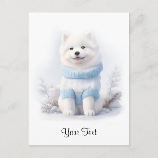 Waterverf Amerikaanse Eskimo Puppy Dog Gepersonali Briefkaart (Voorkant)