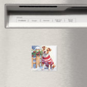 Waterverf Amerikaanse Pit Bull Terrier Festive Magneet (Insitu (Vaatwasser))