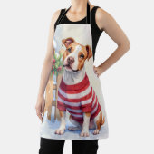 Waterverf Amerikaanse Pit Bull Terrier Festive Schort (Insitu)