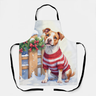 Waterverf Amerikaanse Pit Bull Terrier Festive Schort