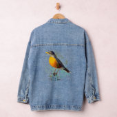 Waterverf Amerikaanse Robin Garden Bird Art Denim Jacket (Hangar)