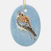 Waterverf-Amerikaanse torenvalk, Falcon Bird Hawk Keramisch Ornament (Achterkant)