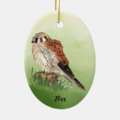 Waterverf-Amerikaanse torenvalk, Falcon Bird Hawk Keramisch Ornament (Achterkant)