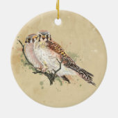 Waterverf-Amerikaanse torenvalk, valk-vogelpaar Keramisch Ornament (Achterkant)