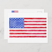 Waterverf Amerikaanse vlag Briefkaart (Voorkant / Achterkant)