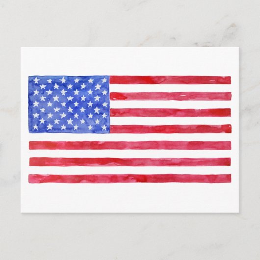 Waterverf Amerikaanse vlag Briefkaart (Voorkant)