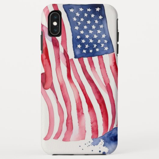 Waterverf Amerikaanse vlag Case-Mate iPhone Case (Achterkant)
