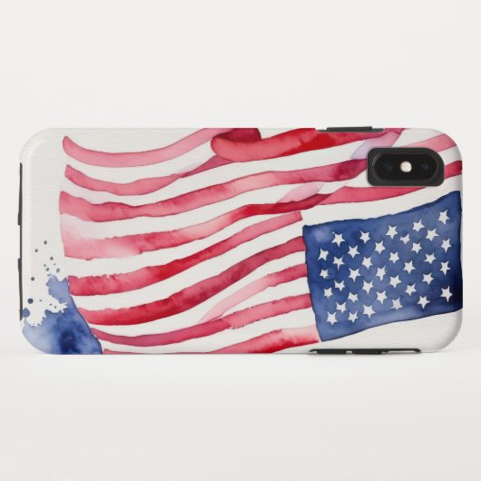 Waterverf Amerikaanse vlag Case-Mate iPhone Case (Achterkant (horizontaal))