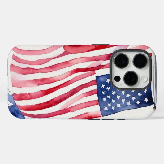 Waterverf Amerikaanse vlag Case-Mate iPhone Case (Achterkant (horizontaal))