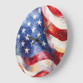 Waterverf Amerikaanse Vlag Grote Wandklok (Hoek)