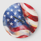 Waterverf Amerikaanse Vlag Grote Wandklok (Voorkant)
