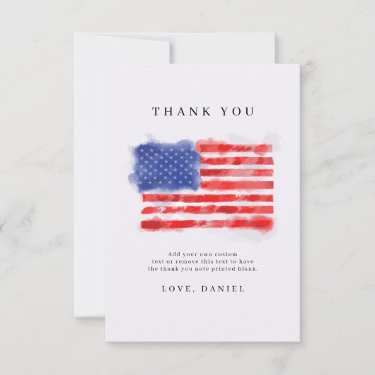 Waterverf Amerikaanse vlag Hartelijk dank Bedankkaart (Voorkant)