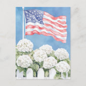 Waterverf Amerikaanse vlag hortensia's americana Briefkaart (Voorkant)