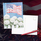 Waterverf Amerikaanse vlag hortensia's americana Briefkaart