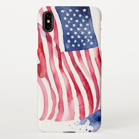 Waterverf Amerikaanse vlag iPhone Hoesje (Achterkant)