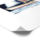 Waterverf Amerikaanse vlag onder de sterren Poster (Hoek)