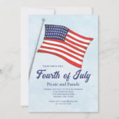 Waterverf Amerikaanse vlag op 4 juli Kaart (Voorkant)