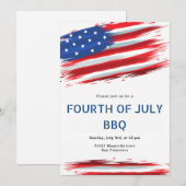 Waterverf - amerikaanse vlag op 4 juli save the date (Voorkant / Achterkant)