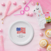 Waterverf Amerikaanse vlag Papieren Bordje (Feest)