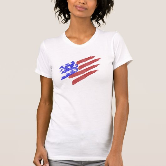 Waterverf Amerikaanse vlag Patriottische T-shirts (Voorkant)