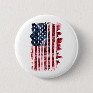 Waterverf Amerikaanse vlag pin Ronde Button 5,7 Cm