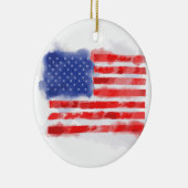 Waterverf Amerikaanse vlag voor veteranen en patri Keramisch Ornament (Rechts)