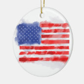 Waterverf Amerikaanse vlag voor veteranen en patri Keramisch Ornament (Links)