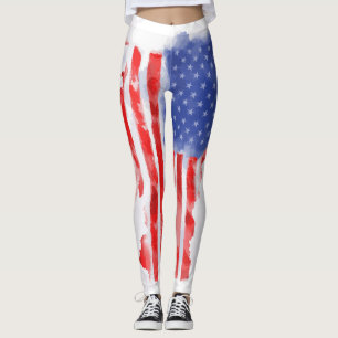 Waterverf Amerikaanse vlag voor veteranen en patri Leggings