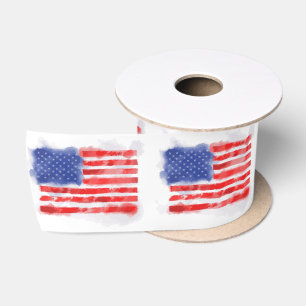 Waterverf Amerikaanse vlag voor veteranen en patri Satijnen Lint