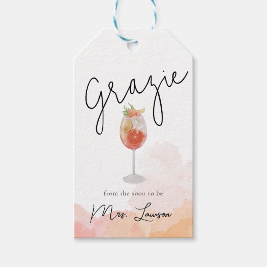 Waterverf Amore Spritz Vrijgezellenfeest Favor Cadeaulabel (Voorkant)