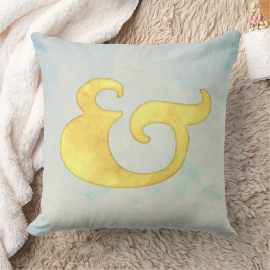Waterverf Ampersand Nautical | Geel + Sky kleur Kussen (Deken)