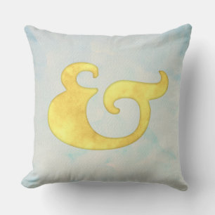Waterverf Ampersand Nautical   Geel + Sky kleur Kussen