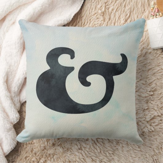 Waterverf Ampersand Nautical | Zwarte en Zee kleur Kussen (Deken)